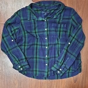 Tommy Hilfiger Kids Plaid Shirt - Navy and Green